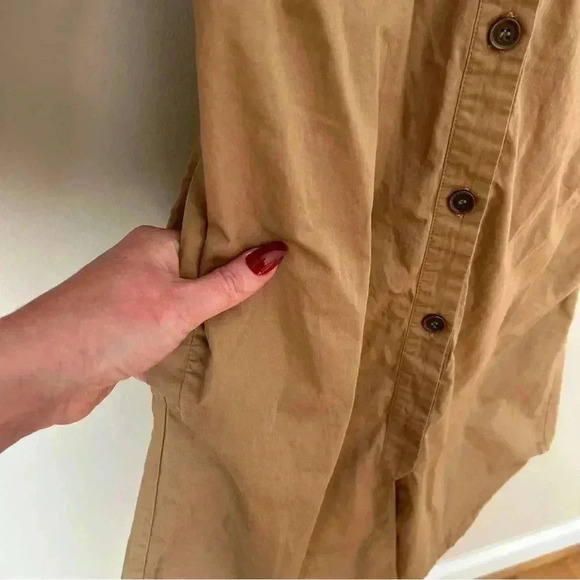 Zara TRF Collection Tan Button Down Shirt Trench Coat Dress Women’s Size Small - Picture 4 of 7